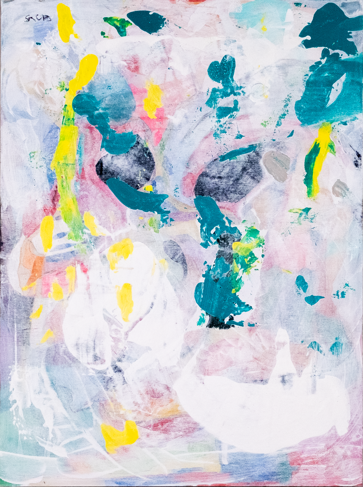 Working through white and a feeling of under painting to find completeness in the minimal color scheme