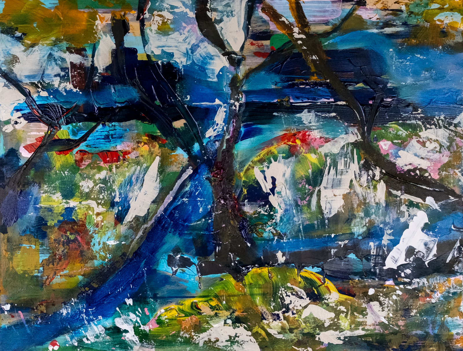 A very hasty rendition of my Dad’s Art, a textured piece that reveals a landscape divulged in abstract techniques
