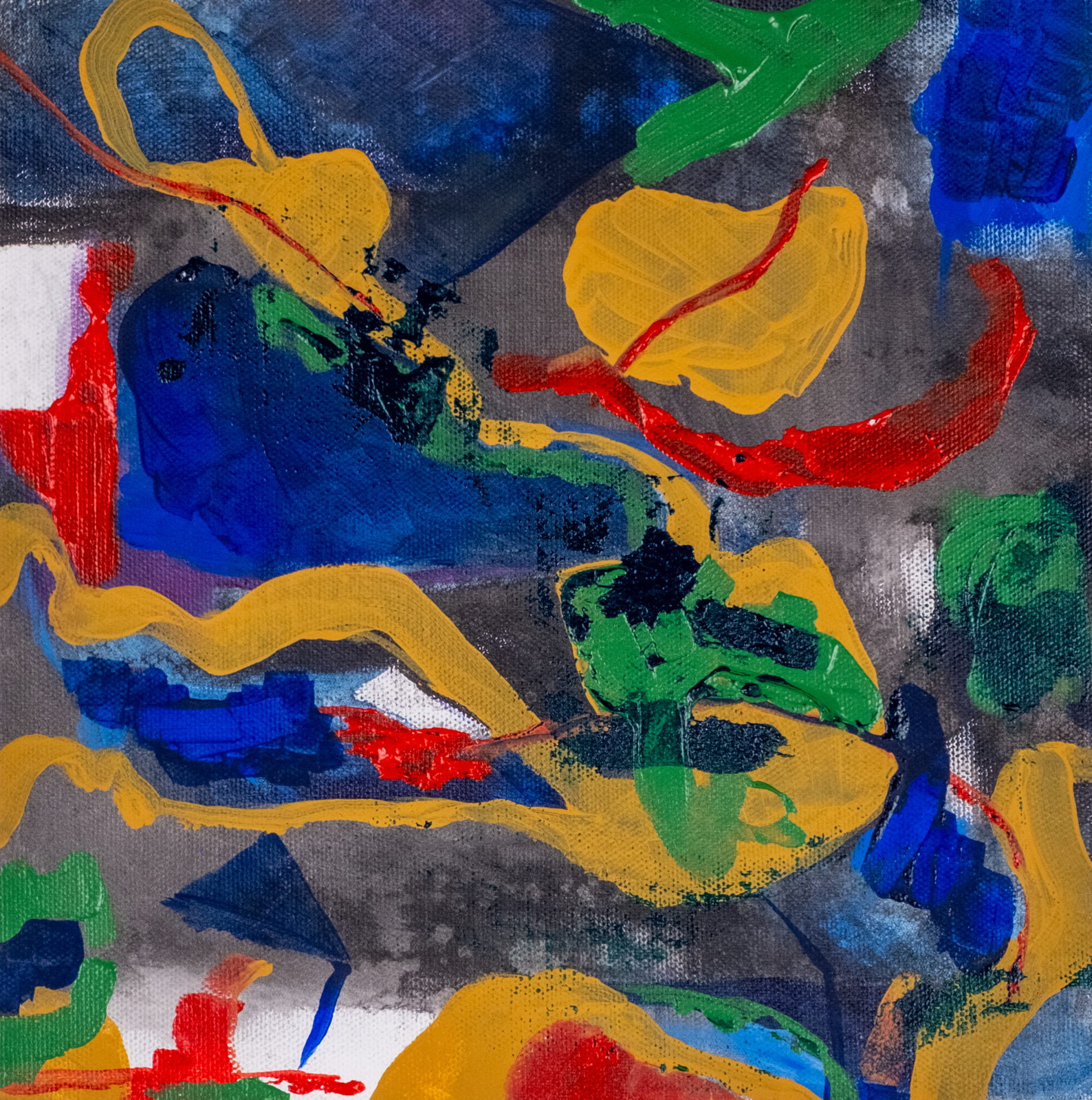 Composition and colorful exchange of motion and sharing of space and value
