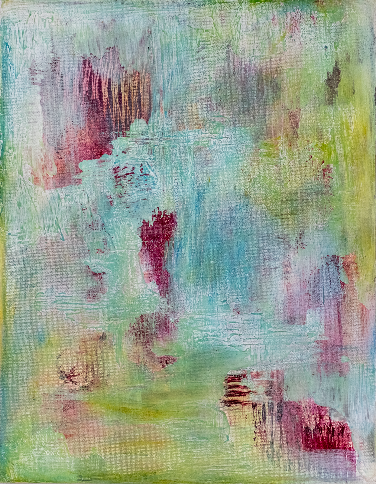 A work of texture and composition using subdued hues and complementary shades